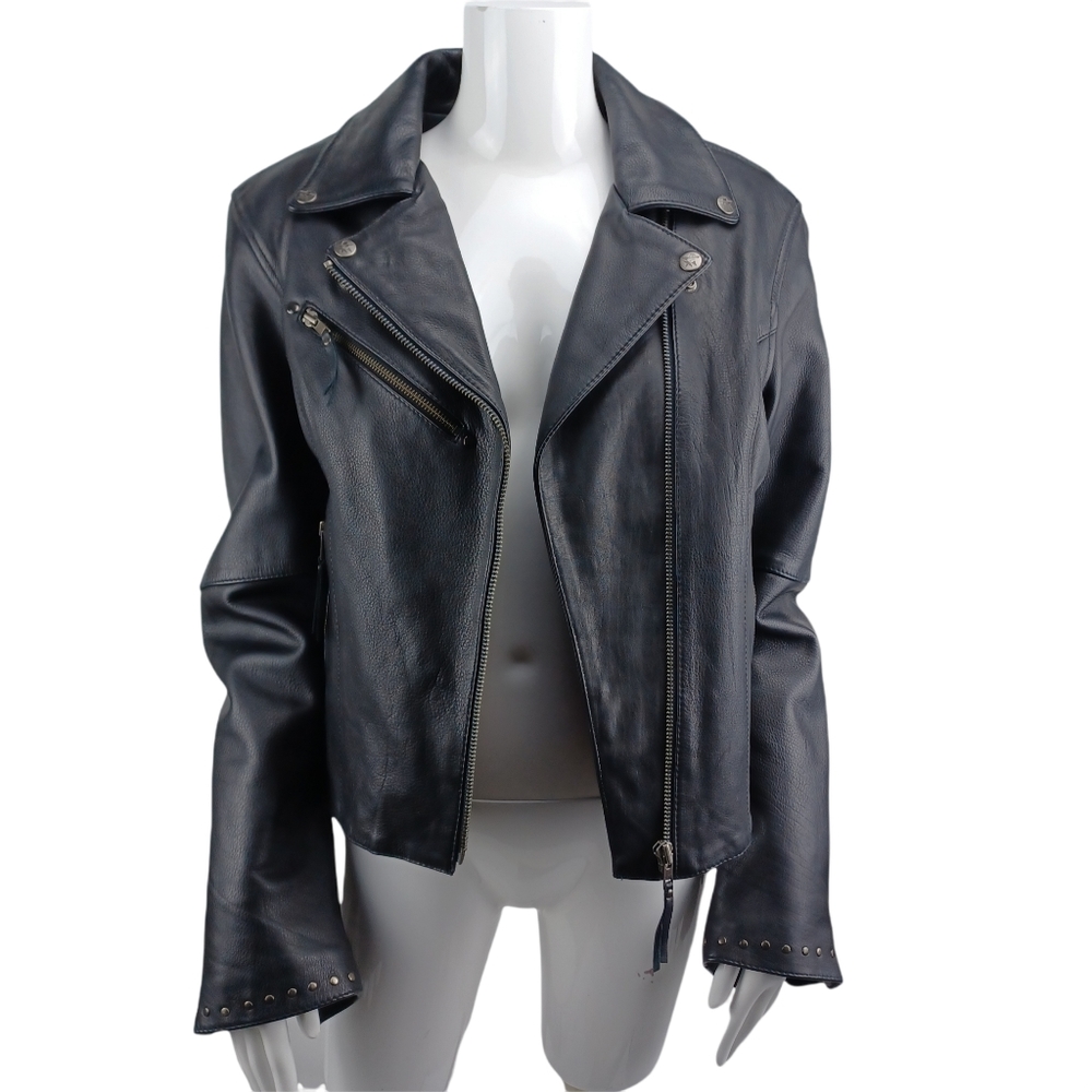 FIRST CLASSICS 100% Leather Traditional Gear Jacket Lined Women's Med